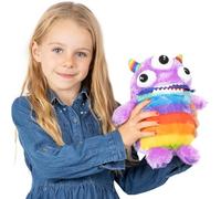 Worry Yummy Peluche monstre pour enfants - 28 cm - Compagnon de sommeil réduisant l'anxiété, le stress et la peur - Fermeture éclair violette