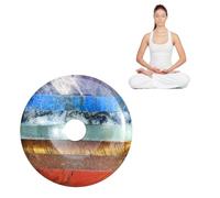 WorryStone Donut - 7 cristaux de des chakras, pierres de palmes naturelles, pierre de méditation anxiété, pierres à frotter d'énergie spirituelle | Pierres de pouce apaisantes pour soulager