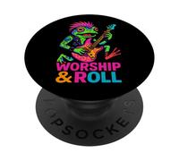 Worship & Roll Funny Rock 'n Roll Pun Christian Faith PopSockets PopGrip Adhésif