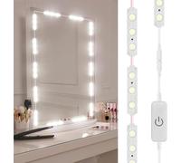 Worshow Lumières LED pour miroir de maquillage à intensité variable, 3 m, 60 perles LED, lumière du jour 6000 K, blanc 1200 lm, kit avec bloc d'alimentation 12 V, éclairage miroir étanche pour salle
