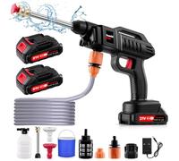 Worshow Nettoyeur Haute Pression sans Fil, Nettoyeur Haute Pression Portable 21V 60Bar avec 2 x 2000mAh Batteries, 5m Tuyau & Bidon Mousse pour Nettoyer Sols, Voitures, Jardins - avec Seau