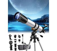 Worshow Télescope astronomie pour adultes, ouverture 90 mm, télescope réfracteur pour enfants et débutants, télescope de voyage portable avec trépied, adaptateur de téléphone portable, télécommande