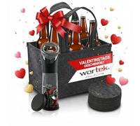 wortek Coffret cadeau homme - Sac homme en feutre 6 compartiments - Ouvre-bouteilles avec boîte de collecte - Dessous de verre - Lot de 8 verres - Cadeaux amusants pour hommes et amoureux de la