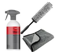 wortek Koch Chemie Kit de nettoyage des jantes Koch Chemie Magic Wheel Cleaner, brosse pour jantes, chiffon en microfibre, nettoyant pour jantes sans acide, brosse pour jantes de voiture