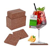 wortek Lot de 10 dessous de verre carrés en feutre marron - Décoration avec boîte - Lavable - Design en feutre - Pour boissons, tasses - 10 cm
