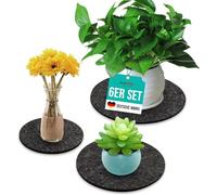 wortek Lot de 6 dessous de verre ronds en feutre pour protéger contre les rayures et les taches - Pour vases, verres, assiettes, pots de fleurs et autres - 15, 20 et 25 cm de diamètre