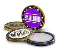 wortek Noble Poker Button Set Dealer Button Set en métal avec étui de Protection I Dealer Button Big Blind Button et Small Blind Button I Pièces métalliques de Haute qualité dans Un étui