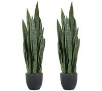 Worth Plante Serpent Artificielle pour intérieur et extérieur, 28 Feuilles épaisses, Plante réaliste en Soie Artificielle, décoration de la Maison, Belle-mère, Plante de Langue de 88,9 cm, avec Pot