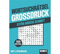 Wortsuchrätsel Großdruck: Buchstabenrätsel Heft mit extra großer Schrift für Senioren und Erwachsene - Band 6