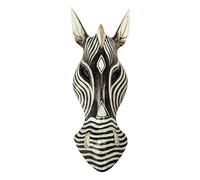 Woru Masque mural Zèbre 30cm en bois sculpté et peint à la main