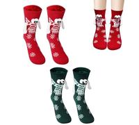 WoRuyKot 2 Paires Blanc Chaussettes Main Dans, DrôLes pour Hommes Femmes 3D à Chaussettes Magnétiques, Chaussette Fantaisie(Blanc) (rouge)