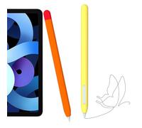 WoRuyKot 2 PCS Housse Apple Pencil en Silicone Souple, pour Apple Pencil 2nd Génération & Apple Pencil Pro Étui, Compatible avec Charge Magnétique et Double Tap (Orange + Jaune)
