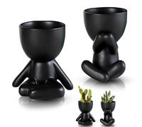 WoRuyKot 2 Petits de Fleurs en Céramique Noir, Mini Cache Pot, Pot pour Cactus, Décoration de d'intérieur, adaptée aux conteneurs de Fleurs de Bureau à Domicile