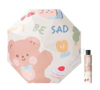 WoRuyKot Parapluie Mini, Parapluie Pliant Enfant Anti-Uv, Windproof Kids Folding Umbrella With Bag, Parapluie Pliant Solide,Parapluie Mignon Pour Hommes Et Femmes,Dessin animé (L'Ours Joyeux)