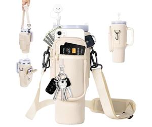 WoRuyKot Stanley Cup Sac porte-bouteille d'eau avec compartiment pour téléphone portable et bandoulière réglable, convient pour la randonnée, la course à pied