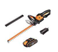 WORX 18V(20V Max) Taille-Haies sans Fil WG261E, 1pc 20V 2.0Ah Batterie, Longueur de Lame 460mm, Écartement des Dents 16mm, Lame à Double Action, Sécurité Triple Poignée Réglable