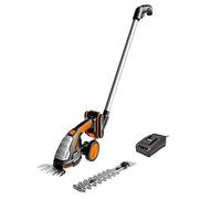 Worx 2-en-1 cisaille Electrique, Mini Taille haie sans Fil, Cisaille à Gazon sur Batterie, WG801E.3 Taille-buisson sans Fil, 2 Lames, 1 télescopique, Changement Rapide de Lame, 1 * 20V 2.0Ah Batterie