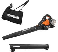 WORX Aspirateur-Souffleur sans Fil Brushless 40V WG583E.9, 2 en 1, Vitesse de 335km/h, 2 Modes de Vitesses pour Plus d'efficacité, avec Harnais et Sac, livré sans Batterie ni Chargeur