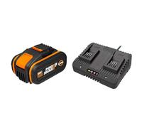 WORX - Batterie Lithium-ION 20 V / 5 Ah - Batterie WORX 20 V Compatible avec Outils de Bricolage & Chargeur Double 20 V Li-ION 2.0 A à 5Ah- WA3772