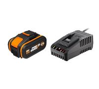 WORX - Batterie Lithium-ION 20 V / 5 Ah - Batterie WORX 20 V Compatible & Chargeur 20 V Li-ION 2.0 A - WA3880 - pour Outils WORX sans Fil POWERSHARE - Garantie 2 Ans