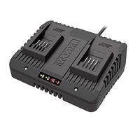 WORX - Chargeur double 20 V Li-Ion 2.0 A à 5Ah- WA3772 (Compatible avec les batteries des outils sans fil Worx PowerShare 20 V)