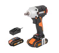 WORX Clé à Chocs sans Fil 20V WX272, Couple Max de 300 Nm, 3 Vitesses, Moteur Brushless, Compacte et Légère, Avec Crochet et Embout de Vissage, Avec 2 Batteries 2Ah et Chargeur Rapide