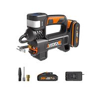WORX Compresseur à Air multifonction sans Fil 20V WX092, 150 PSI, pompe à vélo, mini-compresseur électrique, Outil 4 en 1, Projecteur LED, Facile à Transporter, Livré avec Batterie 2Ah et Chargeur