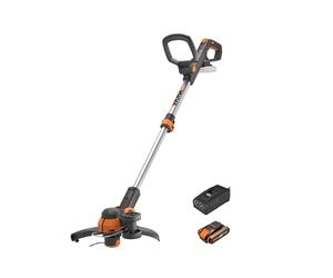 Worx Coupe Bordure sans Fil avec Batterie Ø30cm WG163E.2 Coupe-Herbe Débroussailleuse Batterie Électrique avec 1pc 2.0Ah 20V Powershare 1.65mm 3m Fil Tête Rotative à 90° Manche Télescopique