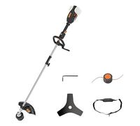 WORX Débroussailleuse sans Fil 40V WG186E.92, Lame de 25 cm, Fil de Coupe 38cm, Capot de Protection, Poignée Amovible, Tête Interchangeable, livrée sans Batterie ni Chargeur
