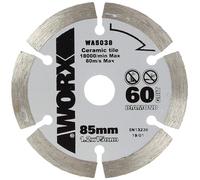 WORX - Disque de coupe diamenté - Pour couper les carreaux en céramique - 85 mm - WA5038 (compatible avec les modèles WORX : WX422, WX423, WX426, WX523 et WX527)