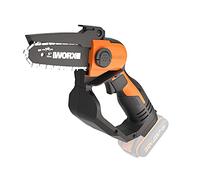 WORX Élagueuse Mini Tronçonneuse sans Fil 20V WG324E.9, Guide 12 cm, largeur coupe 10 cm, idéale pour élagage, taille, ébranchage et tronçonnage, capot de protection, version sans Batterie ni Chargeur