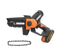 WORX Élagueuse Mini Tronçonneuse sans fil 20V WG326E.2 + Chaîne supp WA0142 | Compacte et Ergonomique, Pour élagage, taille, ébranchage, tronçonnage, Avec batterie 2Ah, chargeur et chaîne supplémentaire