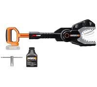 WORX Élagueuse, Tronçonneuse à Chaîne sans Fil 20V WG329E.9, Guide de 15 cm, Tension et Lubrification Automatiques, Assure des Coupes en toute Sécurité au Sol, Livrée sans batterie ni chargeur