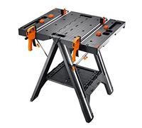WORX Établi de Travail Pliable et Chevalet de Sciage Pegasus WX051, Table de Travail Portable 79 x 64 x 81 cm, Léger et Robuste, Capacité de charge de 453 kg, Avec 2 Pinces et 4 Mâchoires de serrage