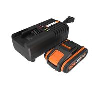 WORX Kit de Démarrage Pack Batterie Lithium 20V et chargeur rapide WA3601, batterie de 2,5Ah, charge en une heure votre outil, compatible avec tous les outils sans Fil WORX Powershare