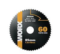 WORX - Lame de scie circulaire HSS - 60 dents - 85 mm - Pour la coupe du bois, PVC et métal - WA5036 (compatibilité universelle)
