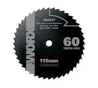 WORX Lame de Scie Circulaire HSS WA5047, 60 dents, 115 mm, Pour la Coupe du Bois, PVC et Métal, Compatible avec les Modèles Worx : WX427, WX429, WX439 et WX531