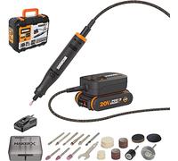 WORX MAKERX Outil Rotatif Multifonction sans Fil 20V WX739, Pour Poncer, Gravir, Polir, Découper, etc, Moteur Brushless, Ergonomique, Livré Avec 1 Batterie 2Ah, Chargeur, Hub et 20 Accessoires