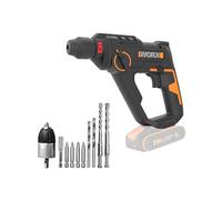 WORX Marteau perforateur sans fil 20V 1,2J WX391.9, perçage rapide dans le béton, 3 fonctions en 1, Livré avec 10 forets pour béton, bois et métal, sans batterie ni chargeur