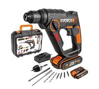 WORX Marteau perforateur sans fil 20V H3 WX390.1 | Perce, visse et perfore avec une force de frappe de 1,2 J, 2 batteries 2 Ah et accessoires inclus