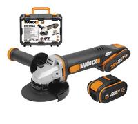 WORX Meuleuse d'Angle sans Fil 20V WX803, Disque 125 mm, Multimatériaux, Légère et Ergonomique, Poignée Auxiliaire, Avec 2 Batteries 2/4Ah, Chargeur et Accessoires