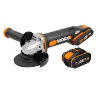 WORX Meuleuse d'Angle sans Fil 20V WX803, Disque 125 mm, Multimatériaux, Légère et Ergonomique, Poignée Auxiliaire, Avec 2 Batteries 2/4Ah, Chargeur et Accessoires