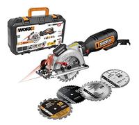 WORX Mini scie circulaire 710W WX427.2, lame de 120mm, livrée avec 4 disques, bois, métaux non ferreux, et matériaux de construction, compacte et légère