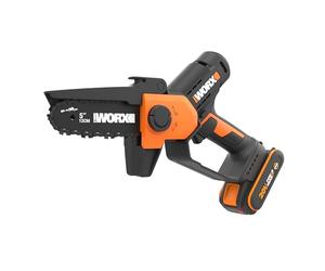 WORX Mini Tronçonneuse sans fil 20V WG326E | Guide 12 cm, idéale pour l'élagage, compacte, ergonomique, batterie 2 Ah et chargeur inclus