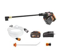 WORX Nettoyeur Haute Pression sans Fil Brushless 20V Hydroshot WG633E, Outil Mobile sans raccord d'eau Fixe, livré ave 1 Batterie 4Ah, Chargeur, Tuyau 6m, Lance Longue, buse à Jets Multiples