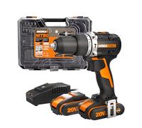 WORX NITRO 18 V (20 V MAX) Perceuse à Percussion sans Fil WX352.4 Perceuse Batterie PowerShare Brushless 60 Nm Variateur de Vitesse Éclairage LED 2 batteries 2.0 Ah incluses