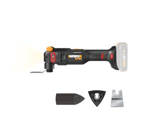 Worx Nitro 20V Cordless Oscillating Multi Tool with 5° Oscillation Angle, VibraFree Technology, Slim-body Design, Tool Only, 23 Pieces Accessories with Carrying Bag, WX698L.9