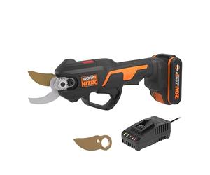 WORX NITRO Sécateur Électrique sans Fil 18V (20V Max) WG330E.1 Cisaille Brushless PowerShare Coupe 25mm pour Jardin et Arbres Fruitiers avec Batterie et Chargeur