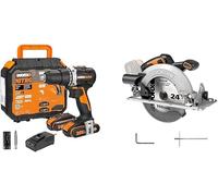 WORX - PACK ESSENTIEL BRICO - Perceuse visseuse à percussion Brushless 60Nm + Scie circulaire sans fil 20V ⌀185mm - WX102 et WX520.9 (Livré avec 2 Batteries et Chargeur)