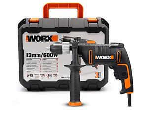 WORX - Perceuse à percussion 600W - WX317.2 - ⌀13 mm (Mandrin sans clé, variateur de vitesse, accessoires : forets, butée de profondeur, coffret)